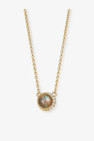 ASTLEY CLARKE Womens Luna Labradorite 18ct Gold-Plated Vermeil Onyx White Sapphire Necklace