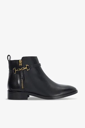 Dune Womens Parklyn Snaffle-Trim Flat Leather Ankle Boots