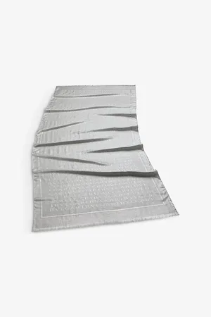 Bvlgari Womens Lettere Maxi Logo-Print Metallic Silk and Wool-Blend Stole