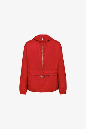 Prada Mens Re-Nylon Triangle-Plaque Half-Zip Blouson Jacket