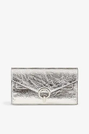 Sandro Womens Yza Pocket Metallic Leather Clutch Bag