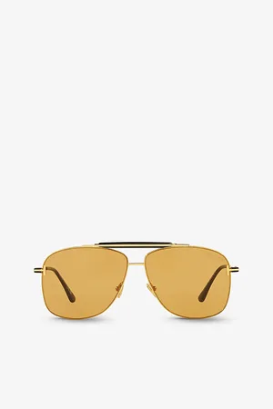 Tom Ford Womens Tr001628 Jaden Aviator-Frame Metal Sunglasses