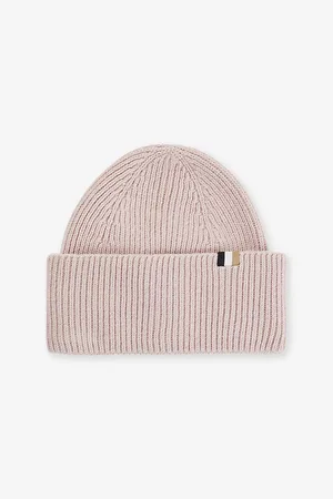 HUGO BOSS Womens Ribbed Knitted Beanie Hat