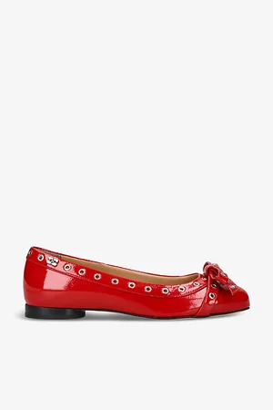 Ganni Womens Decorative-Bow Faux-Leather Pumps