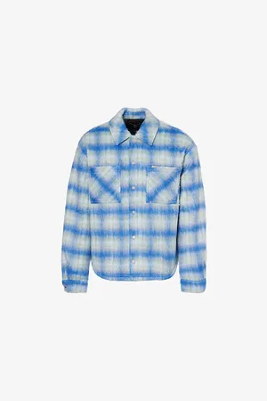 Represent Mens Check-Pattern Hairy Woven Jacket