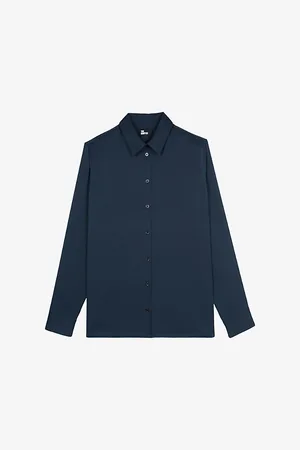 The Kooples Womens Collar Long-Sleeve Silk-Blend Shirt