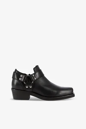 The Kooples Womens Hardware-Embellished Heeled Leather Ankle Boots