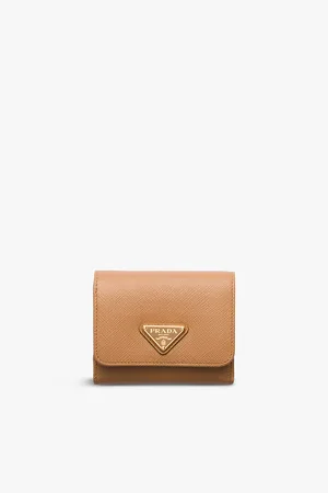Prada Womens Logo-Plaque Small Leather Wallet