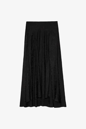 Zadig & Voltaire Womens Jeanne Jacquard-Print High-Rise Silk Midi Skirt