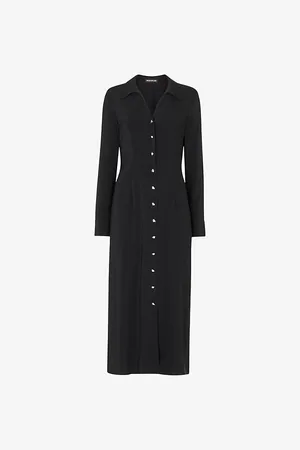 Whistles Womens Limited Edition Elena Button-Down Long-Sleeve Stretch-Woven Shirt Dress