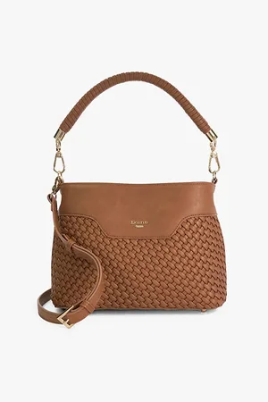 Dune Womens Dinidelphie Medium Logo-Embossed Faux-Leather Shoulder Bag