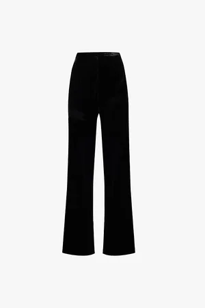 LE KASHA Womens San Polo Velvet Texture Straight-Leg Mid-Rise Woven Trousers