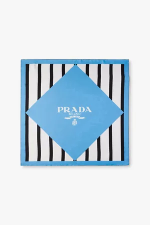 Prada Womens Branded-Print Striped Silk-Twill Scarf