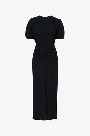 Victoria Beckham Womens Slim-Fit Ruched Stretch-Woven Maxi Dress