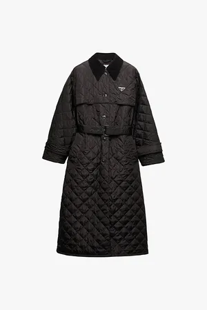 Prada Womens Quilted Belted-Waist Recycled-Polyamide Trench Coat
