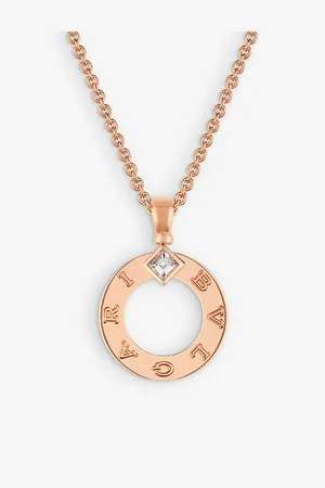 Bvlgari 18ct Rose-Gold and 0.09ct Brilliant-Cut Diamond Pendant Necklace