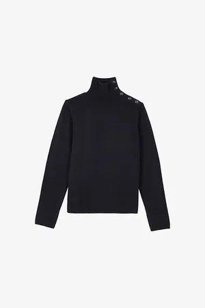 The Kooples Womens High-Neck Knitted Wool Jumper
