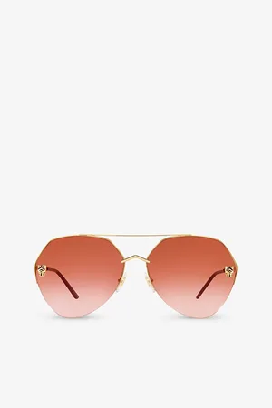 Cartier Womens ct0355S Aviator-Frame Metal Sunglasses