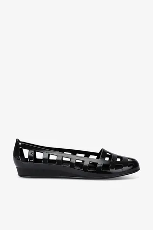 Ancient Greek Sandals Womens Elli Wedge-Heel Mesh-Textured PVC Flats