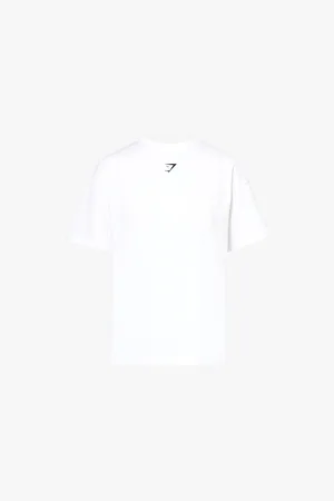 GymShark Womens Gs Power Brand-Print Oversized-Fit Cotton-Jersey T-Shirt