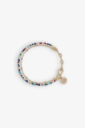ASTLEY CLARKE Womens Biography Compass-Charm Multi-Gemstone 18ct Gold-Vermeil Bracelet