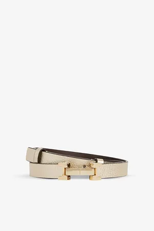 Reiss Womens Hayley Slim Metallic-Leather Belt