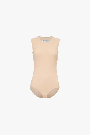 Maison Margiela Womens Round-Neck Short-Sleeve Stretch-Woven Bodysuit