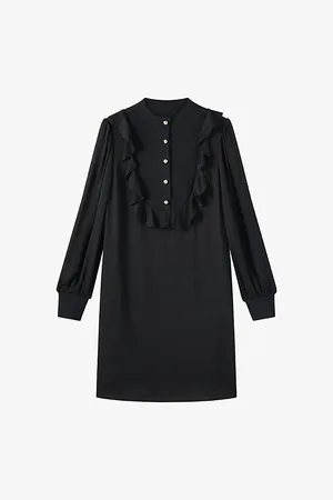 LK Bennett Womens Daisy Crepe Ruffle-Trim Woven Mini Dress