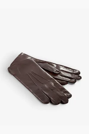 ASPINAL OF LONDON Mens Cashmere Lined Triple-Stitch Leather Gloves