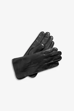 ASPINAL OF LONDON Mens Three-Point Stitched Cashmere and Wool-Blend Lined Leather Gloves