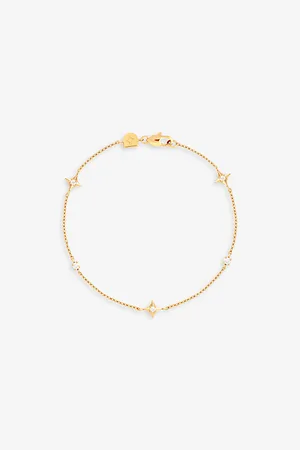 Astrid & Miyu Womens Cosmic Star Charm 18ct Yellow Gold-Plated Recycled Sterling-Silver and Cubic Zirconia Bracelet