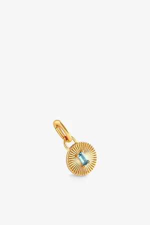 Astrid & Miyu Womens Baguette 18ct Yellow -Plated Recycled Sterling-Silver and Topaz Charm