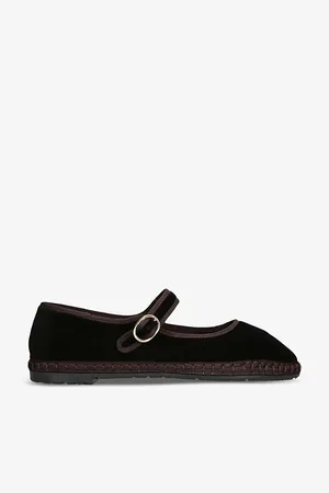 Flabelus Womens Sethe Single-Strap Cotton Mary Jane Flats