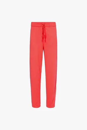 adidas Womens Logo-Print Relaxed-Fit Organic-Cotton Jersey Jogging Bottoms
