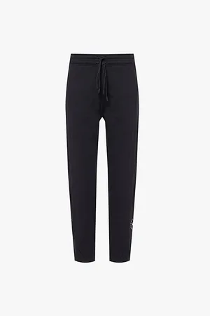 adidas Womens Logo-Print Relaxed-Fit Cotton-Jersey Jogging Bottoms