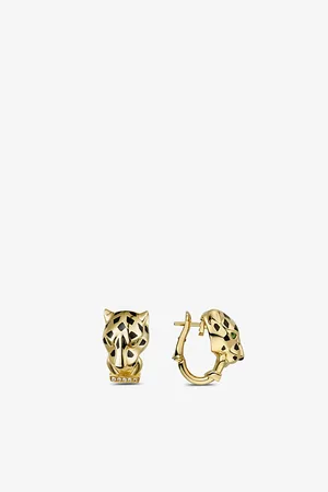 Cartier Panthère De 18ct Yellow-Gold, 0.01ct Brilliant-Cut Diamond, Tsavorite, Onyx and Lacquer Earrings