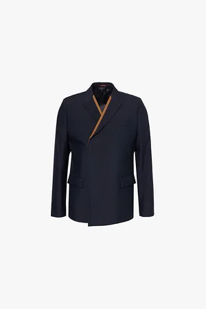 Gucci Mens Contrast-Lapel Double-Breasted Wool Blazer