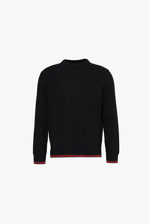 Gucci Mens Web-Stripe Wool and Cashmere-Blend Knit Jumper