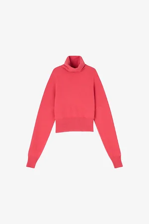 LK Bennett Womens Isla Firebrick Roll-Neck Merino-Wool Knitted Jumper