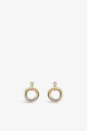 Cartier Trinity 18ct White, Yellow, Rose-Gold and 0.16ct Brilliant-Cut Diamond Earrings