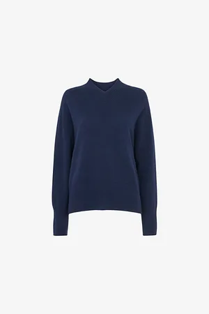 Whistles Womens V-Neck Relaxed-Fit Cashmere Jumper