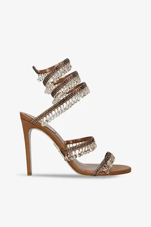 RENE CAOVILLA Womens Chandelier Crystal-Embellished Heeled Leather Sandals