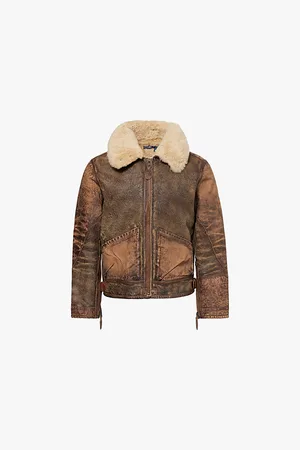 Ralph Lauren Mens Annual Shearling Regular-Fit Leather Jacket