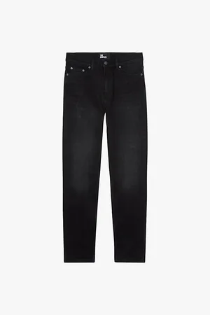The Kooples Womens Logo-Patch Slim-Leg Mid-Rise Stretch-Denim Jeans