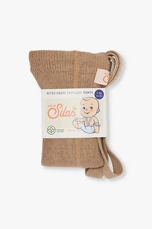 Silly Silas Retro Footless Ribbed Organic-Cotton Knitted Tights 6 Months-3 Years