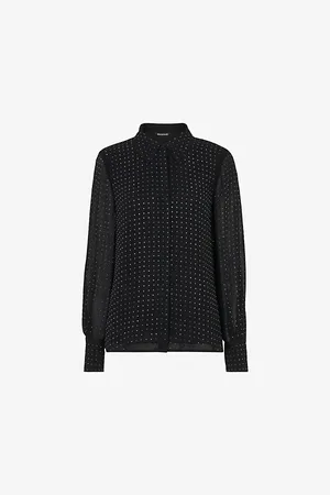 Whistles Womens Hot Fix Diamante-Embellished Woven Blouse