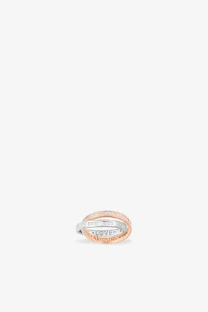 APM Monaco Womens Love Our Planet Morse Code Sterling- , 18ct Rose Gold-Plated Alloy and Cubic Zirconia Ring