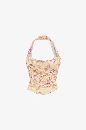 House Of Cb Womens Hallie Strapless Floral-Print Stretch-Woven Corset