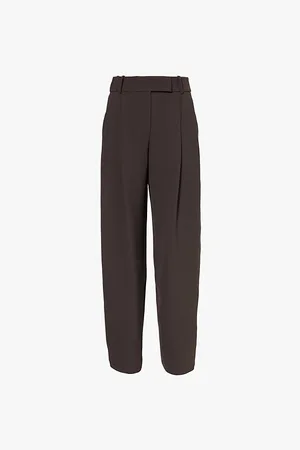 Giorgio Armani Womens Pleated Two-Slip-Pockets Wide-Leg High-Rise Silk Trousers