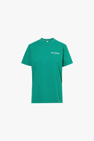 Sporty & Rich Womens Wall Health Logo-Print Cotton-Jersey T-Shirt